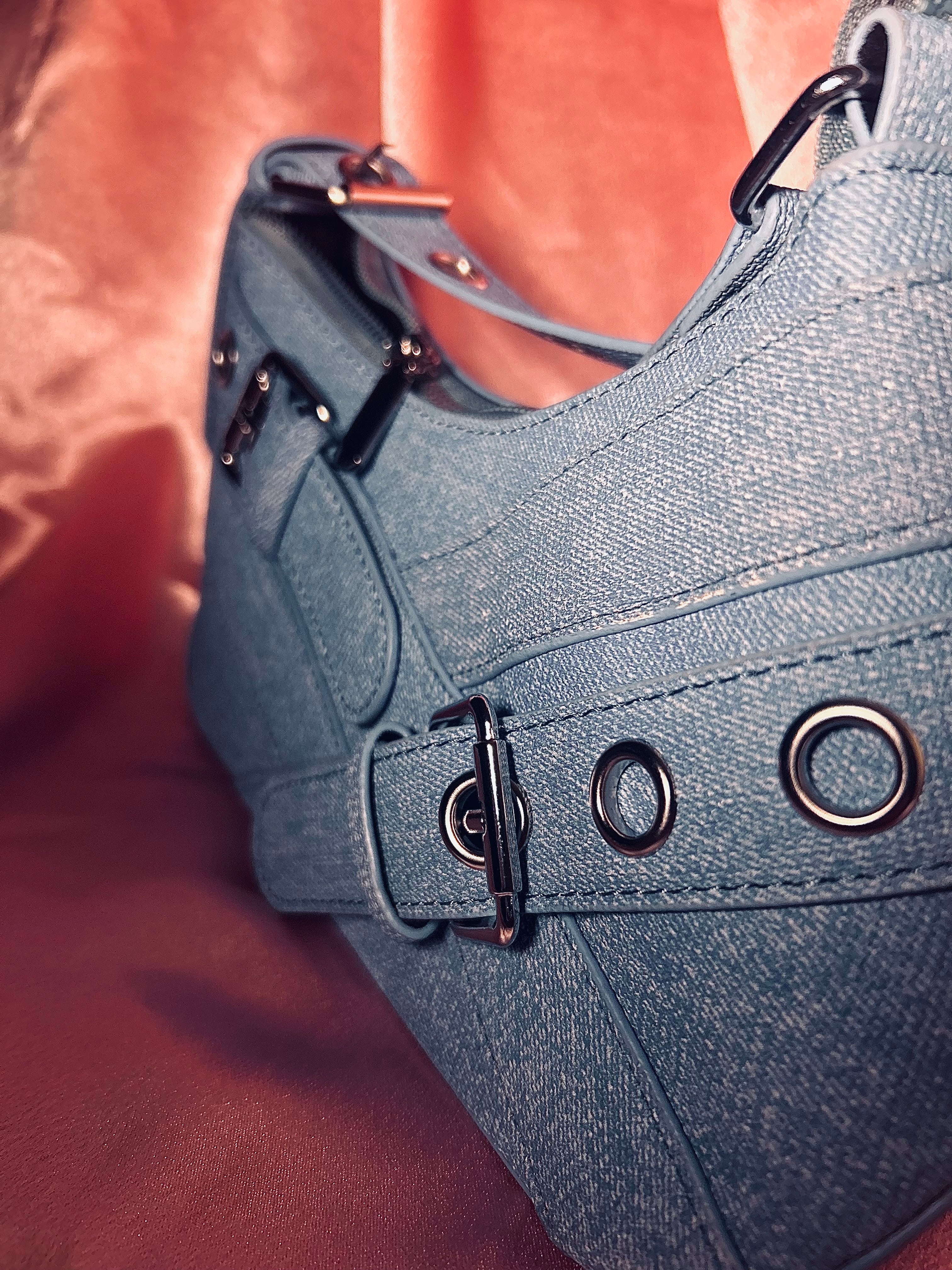 Denim Belted Shoulder Bag